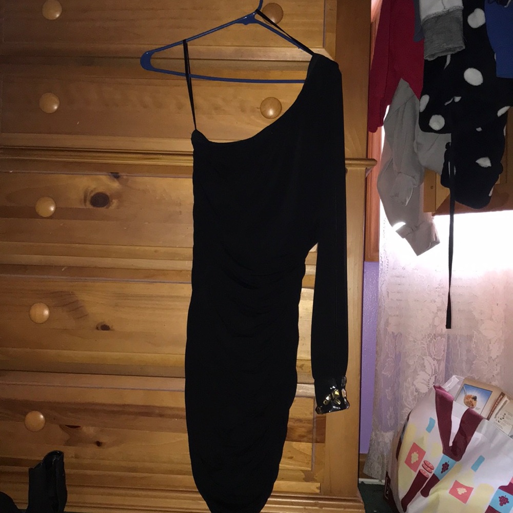 Black, one shouldered dress